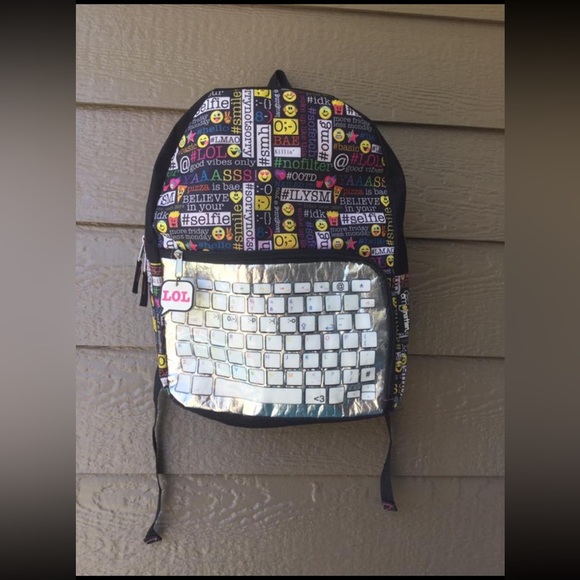 Emojination 16" Multicolor Backpack School bag - Picture 2 of 9